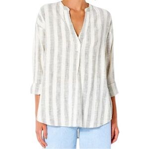 Rip Curl Cream with Black Stripe Classic Surf Shirt M